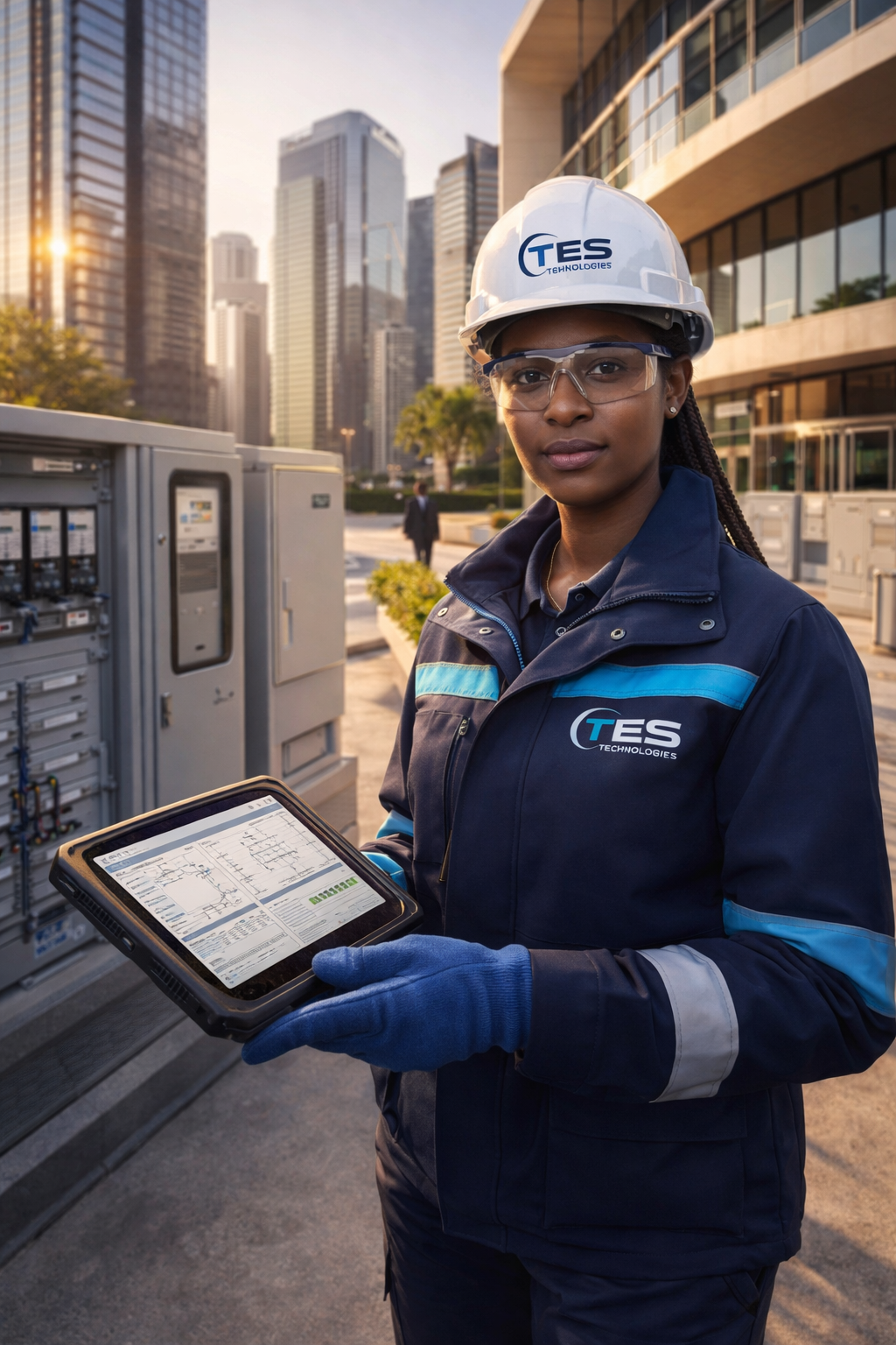 Ingénieur sur un chantier d'infrastructure électrique — TES Technologies